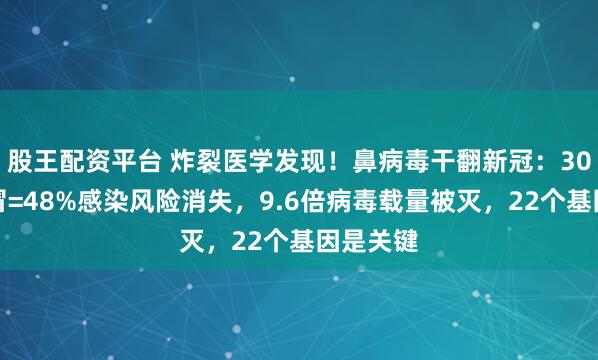 股王配资平台 炸裂医学发现！鼻病毒干翻新冠：30天内感冒=48%感染风险消失，9.6倍病毒载量被灭，22个基因是关键