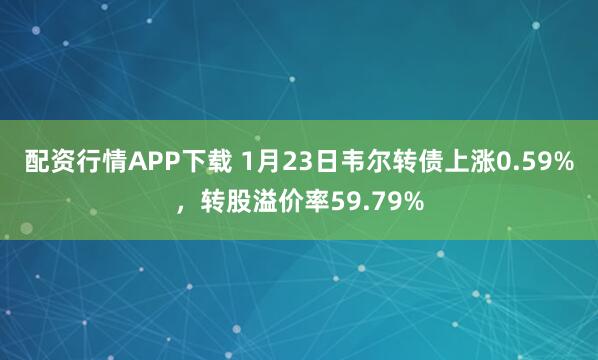 配资行情APP下载 1月23日韦尔转债上涨0.59%，转股溢价率59.79%